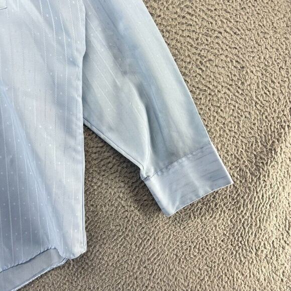 Vintage Montgomery Ward Shirt Men's 16 Large BLue Striped Rockabilly Disco 70s - Picture 2 of 16
